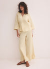 Yellow Linen Wide Ruffle Trousers (Image 2)