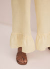 Yellow Linen Wide Ruffle Trousers (Image 3)