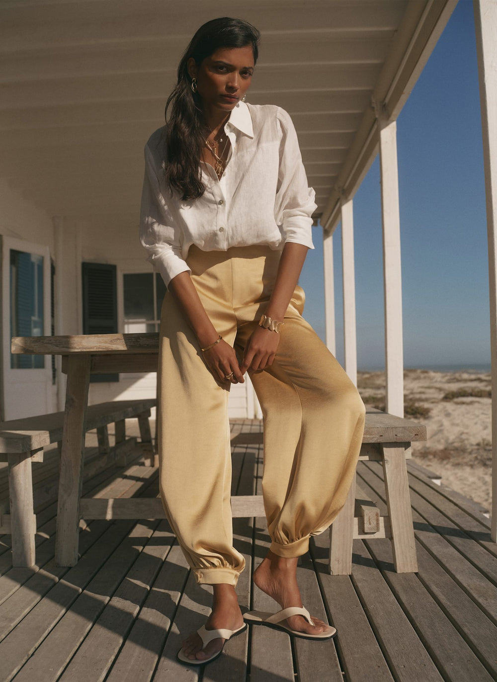 Yellow Satin Balloon Trousers