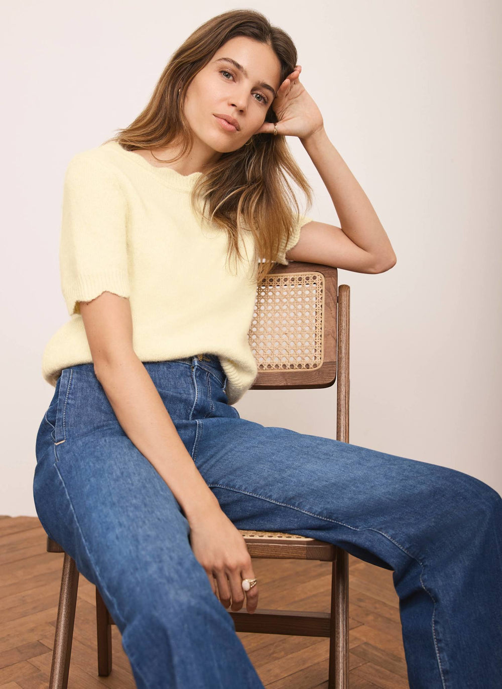 Butter Yellow Scallop Knit Top