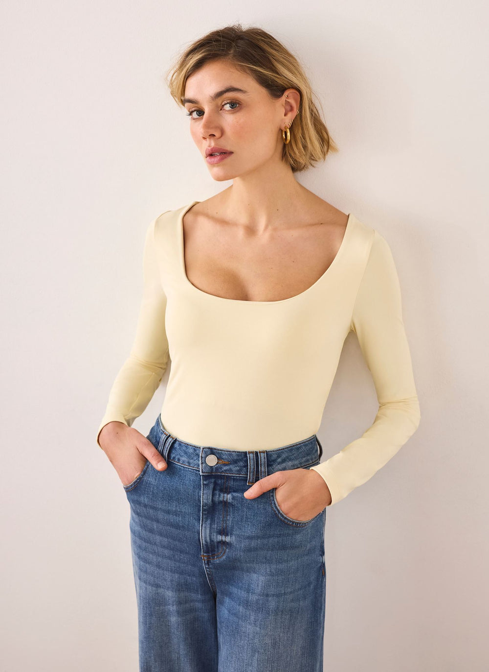 Butter Yellow Layering Scoop Neck Top
