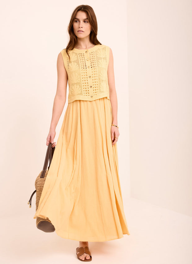 chinese dress ladies Yellow Cotton Blend Crochet Maxi Dress – Mint Velvet