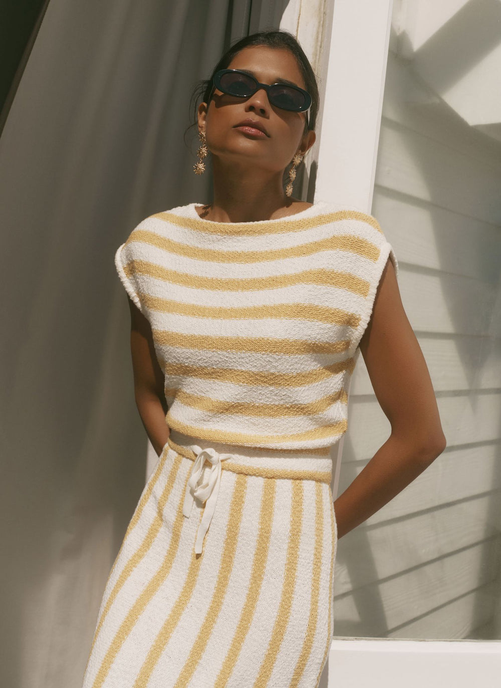 Mint Velvet Women's Cotton Blend Striped Midi Dress - Yellow - Size S Mint Velvet Women's Cotton Blend Striped Midi Dress - Yellow - Size S