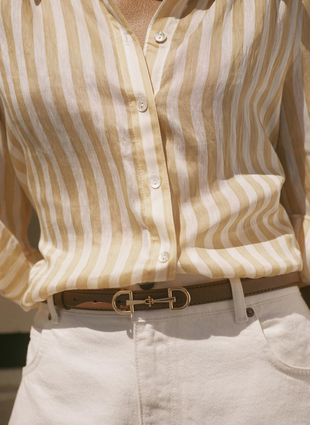 Yellow Striped Ruffle Detail Shirt – Mint Velvet