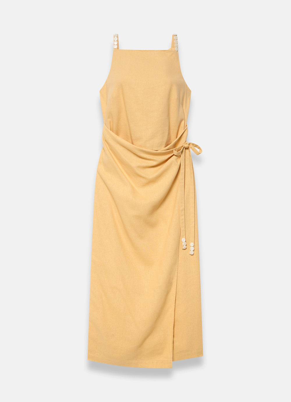Mint Velvet Yellow Beige Blend Wrap Midi Dress | Size 10 | Yellow | Sleeveless | Scoop Neck Mint Velvet Yellow Beige Blend Wrap Midi Dress | Size 10 | Yellow | Sleeveless | Scoop Neck