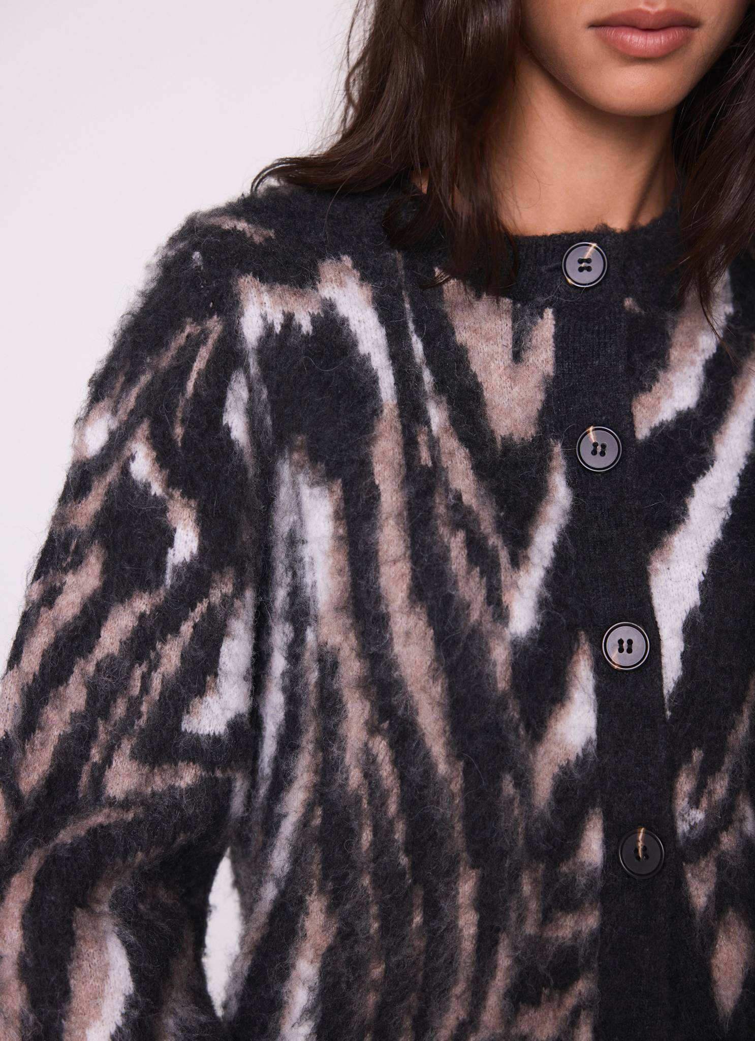 Neutral Zebra Print Knit Cardigan – Mint Velvet