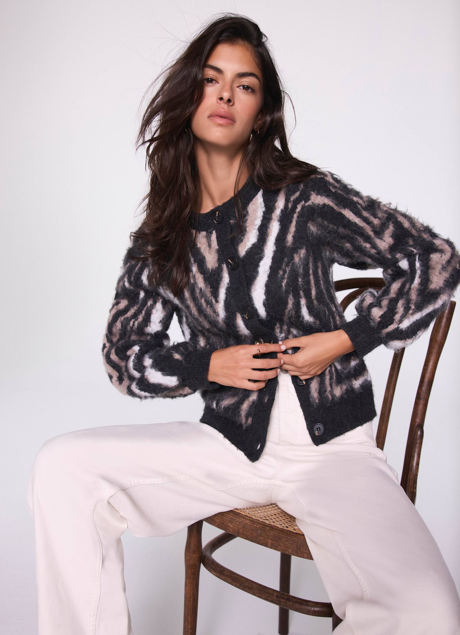 Neutral Zebra Print Knit Cardigan – Mint Velvet