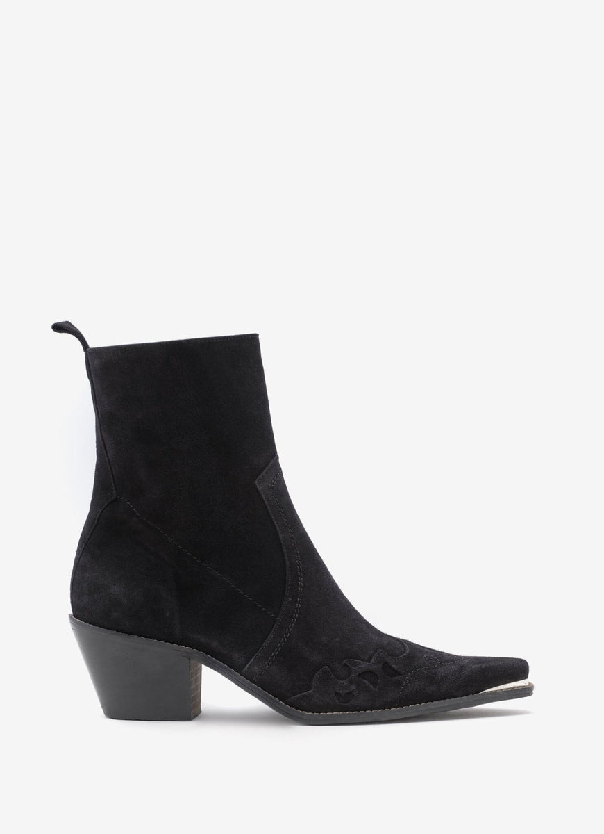 Alma Black Suede Cowboy Boots – Mint Velvet