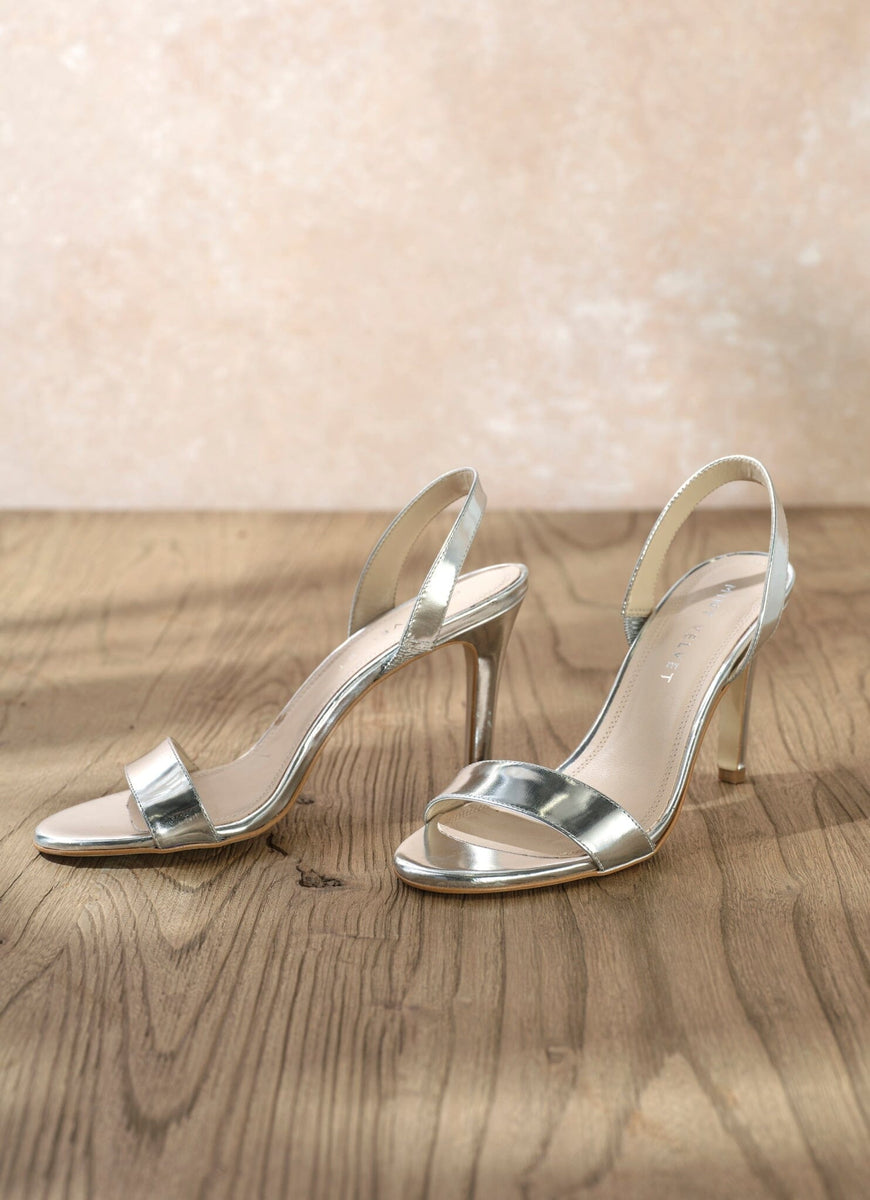 Silver Leather Heeled Sandals – Mint Velvet