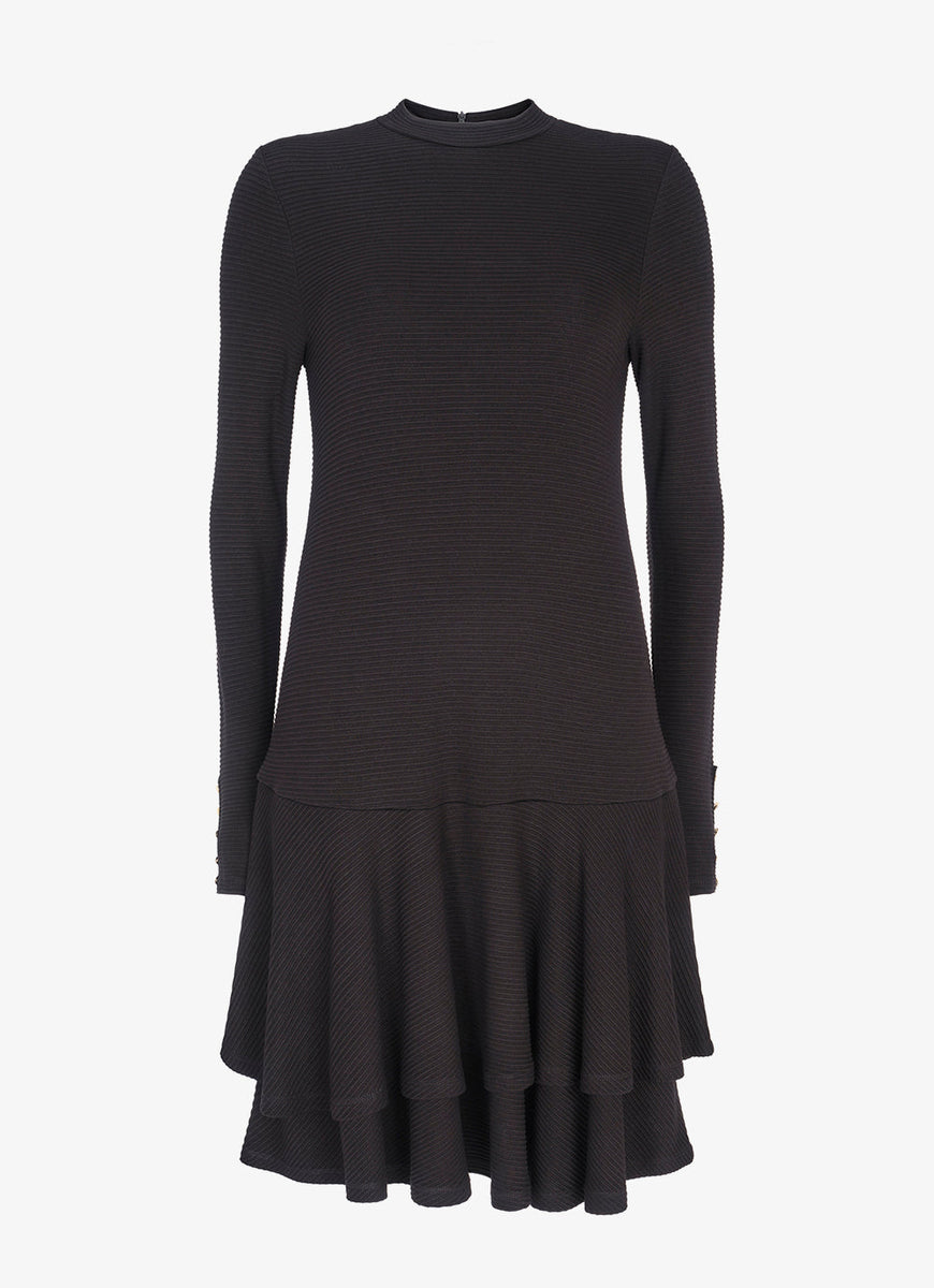 Black Jersey Tiered Mini Dress – Mint Velvet