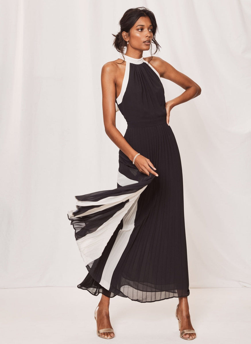 Black Pleat Halter Maxi Dress – Mint Velvet