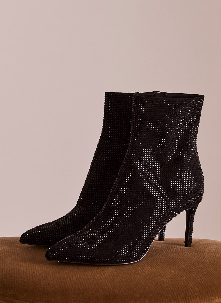 Black Sparkle Ankle Boots Mint Velvet
