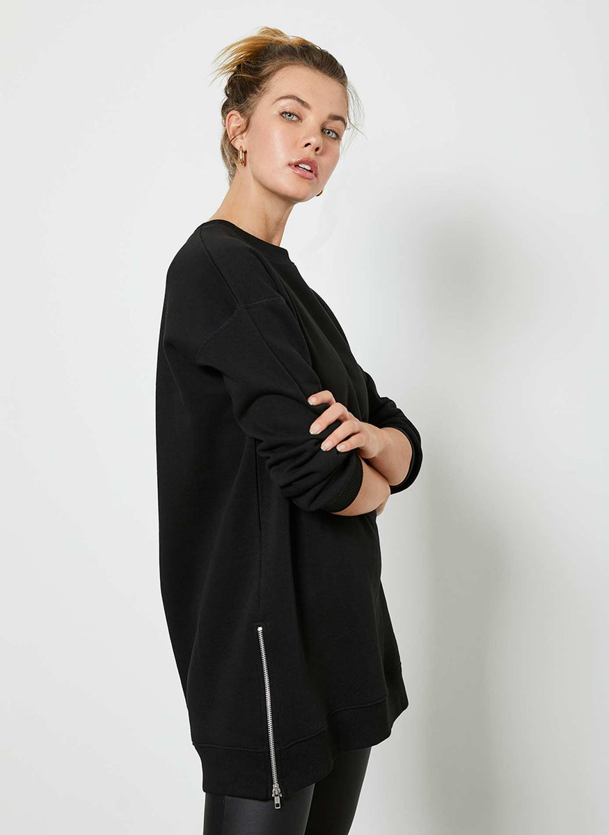 Black Zip Long Sweatshirt – Mint Velvet