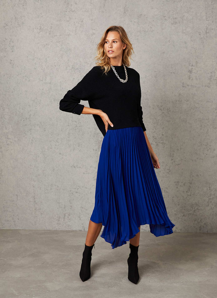 Blue Pleated Midi Skirt – Mint Velvet