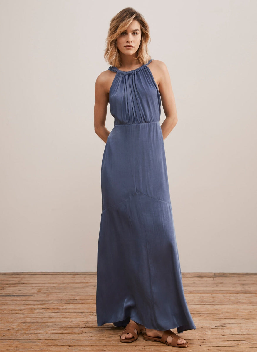 Blue Twist Neck Maxi Dress – Mint Velvet
