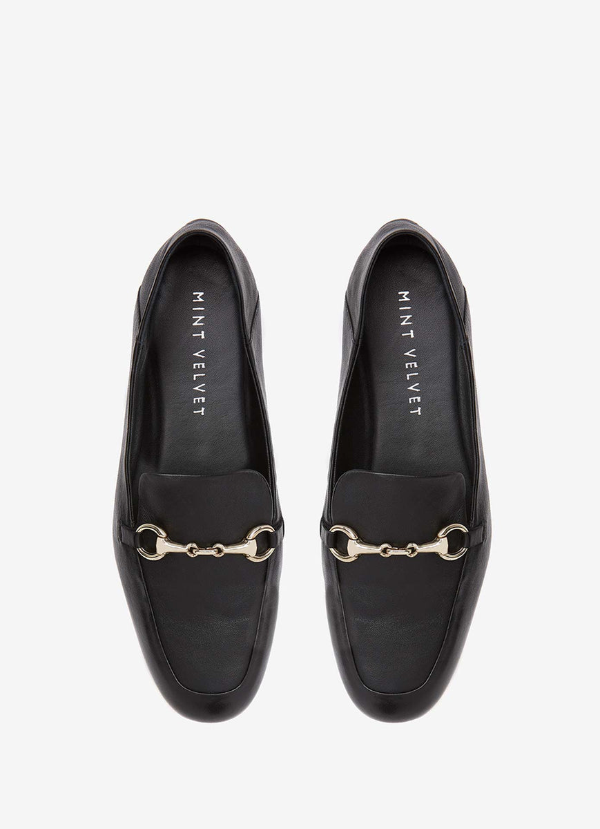 Camille Black Leather Loafers – Mint Velvet