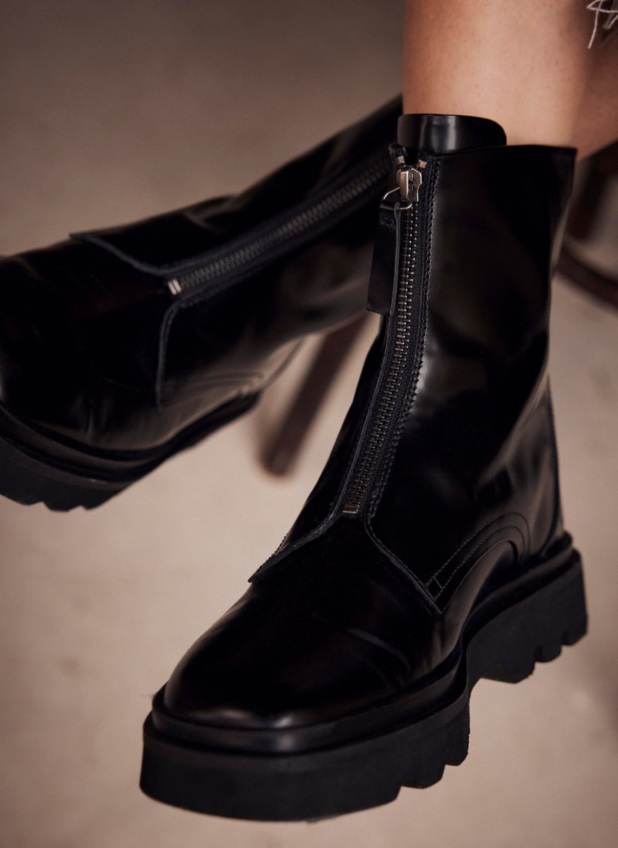 Black Zip Front Ankle Boots – Mint Velvet