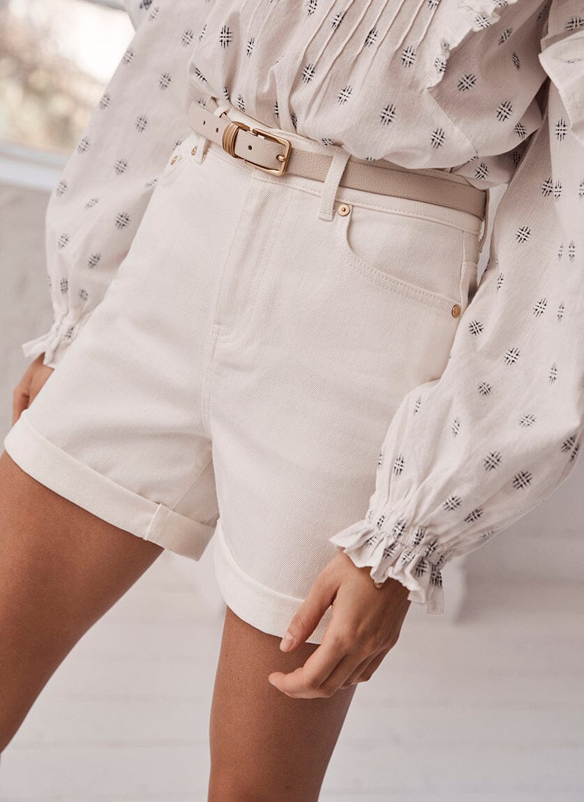 Cream Denim Shorts Mint Velvet