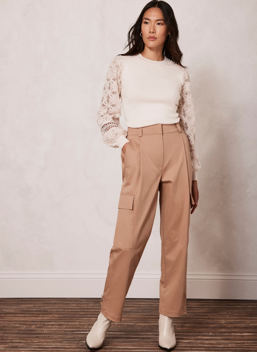 Cream Lace Sleeve Jumper Mint Velvet