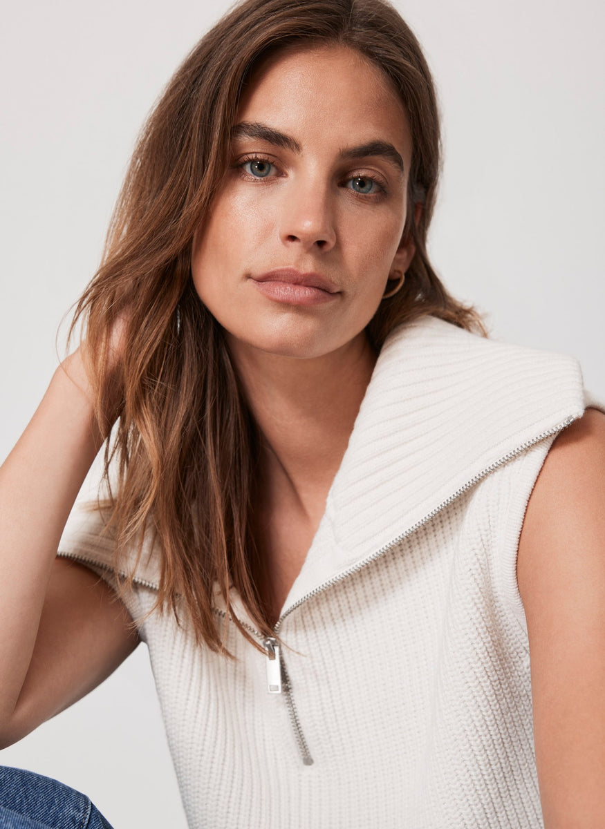 Cream Sleeveless Knit Zip Top Mint Velvet