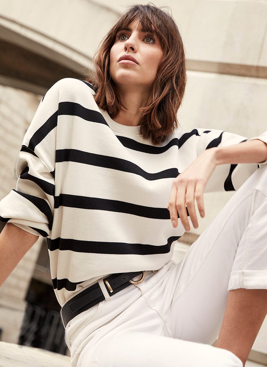 Cream Striped Sweatshirt – Mint Velvet