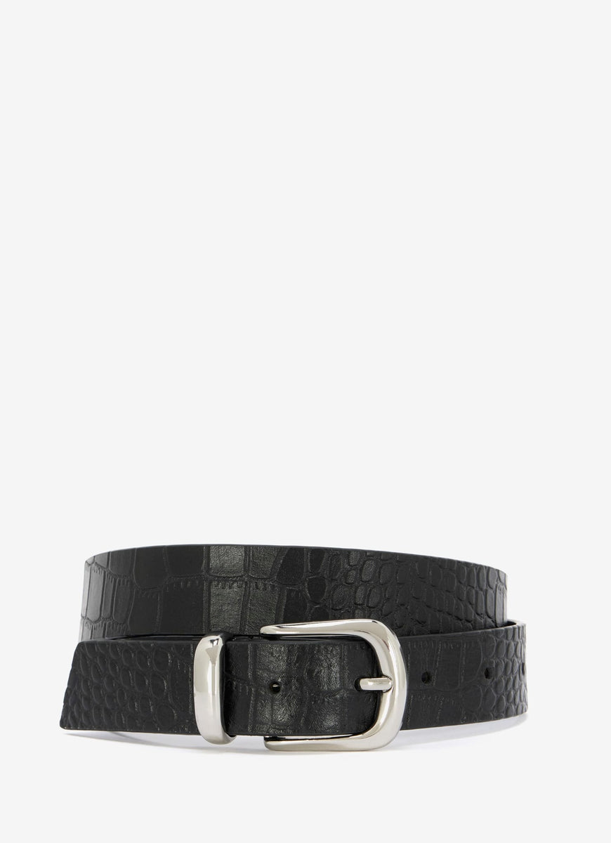 Black Croc Leather Buckle Belt – Mint Velvet