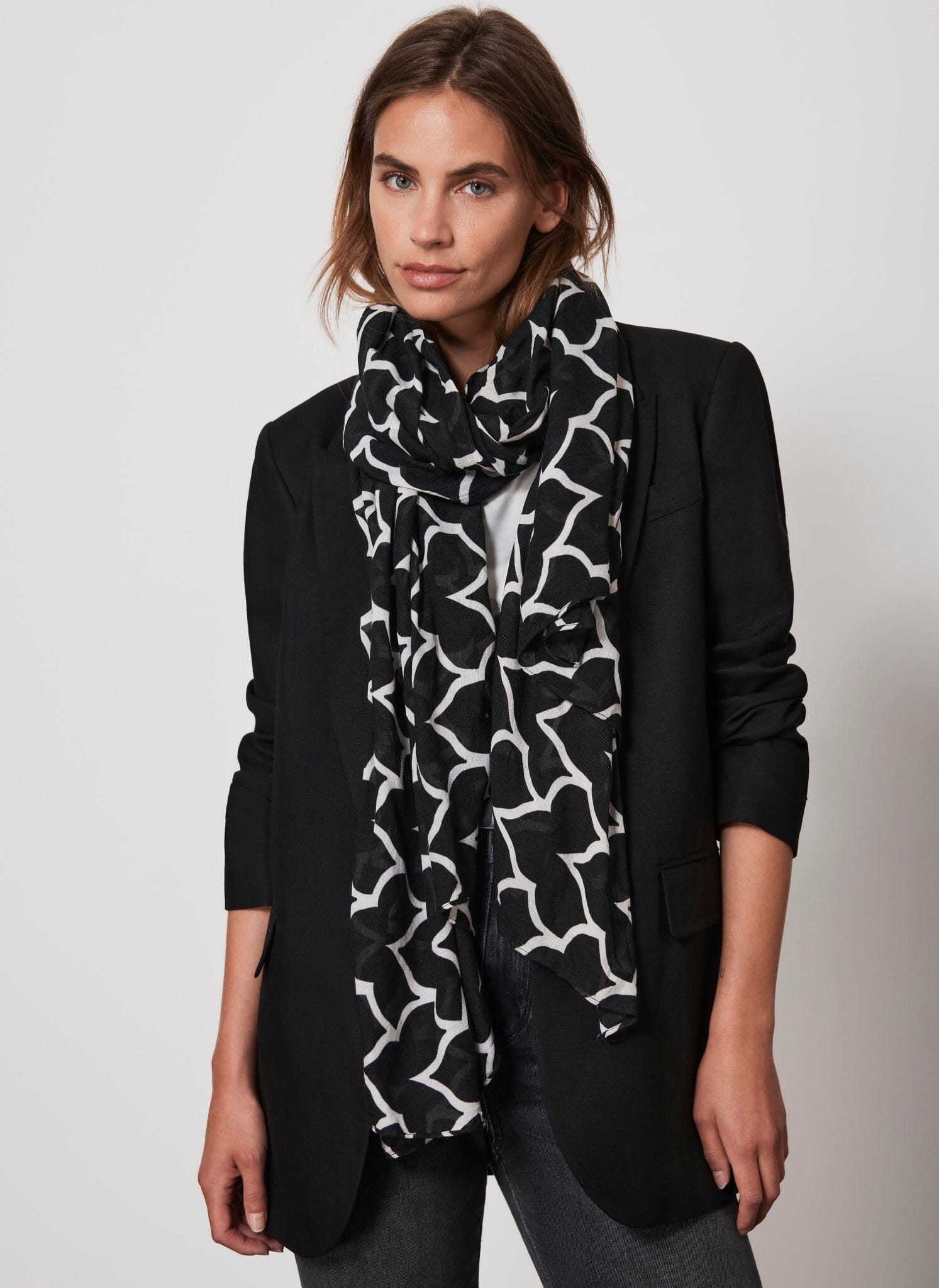 Mint Velvet Animal Print Scarf, Black/Multi