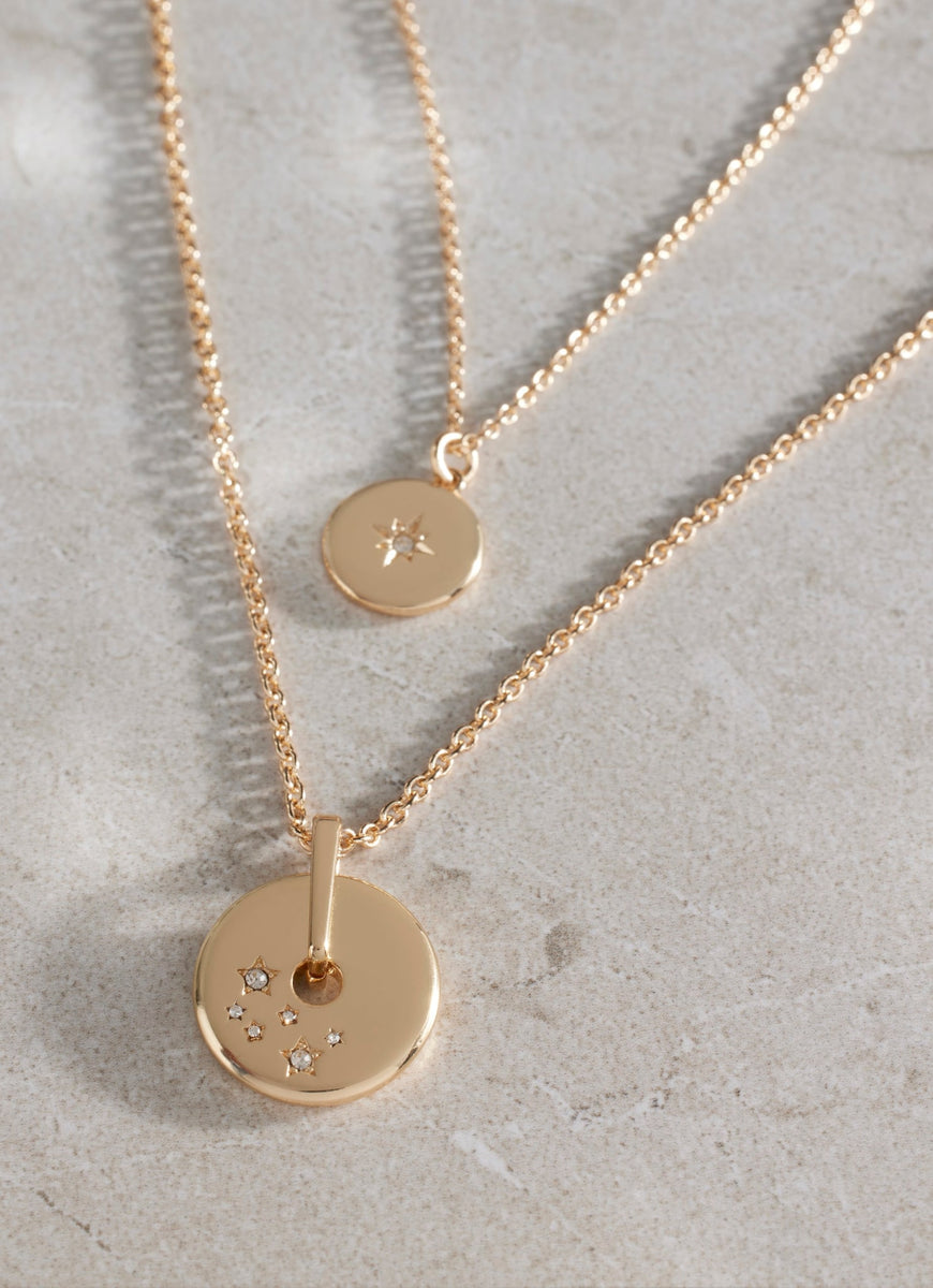 Gold Tone Disc Necklace Mint Velvet