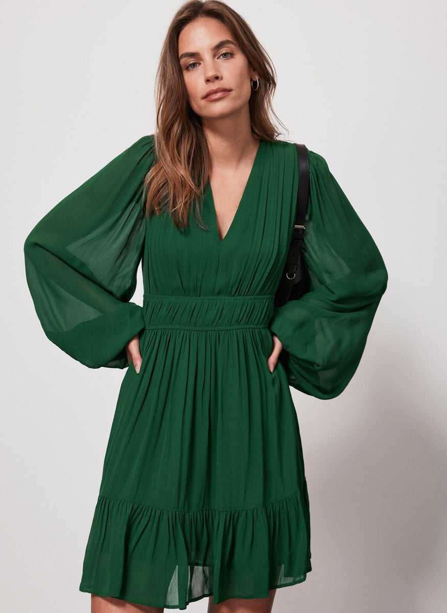 Green V Neck Mini Dress – Mint Velvet