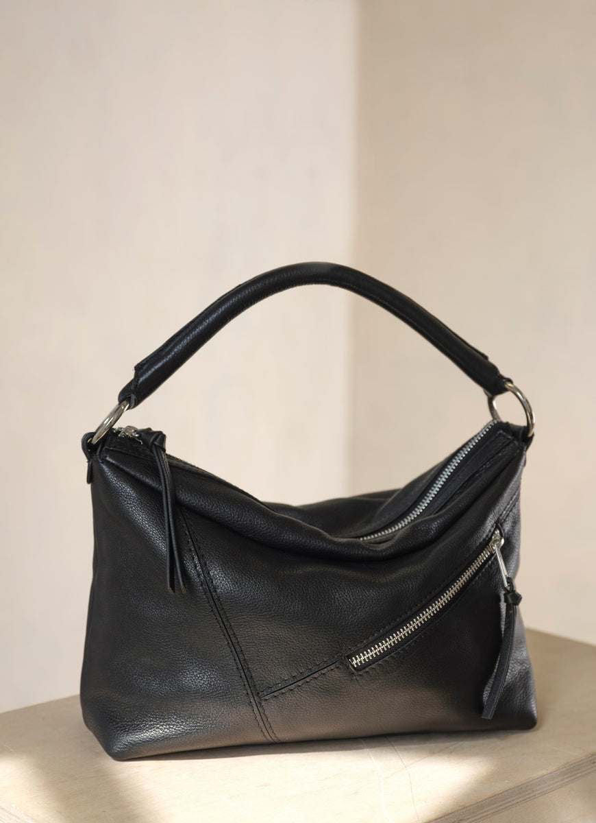 Black Leather Stitched Bag – Mint Velvet