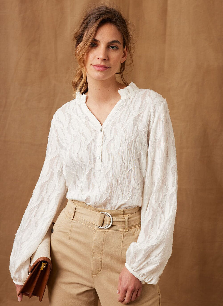 White Jacquard Blouse – Mint Velvet