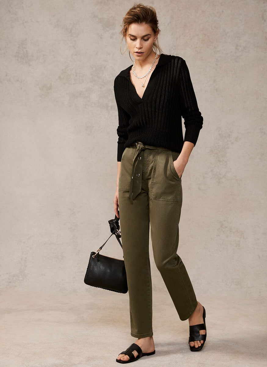 Khaki Belted Trousers – Mint Velvet