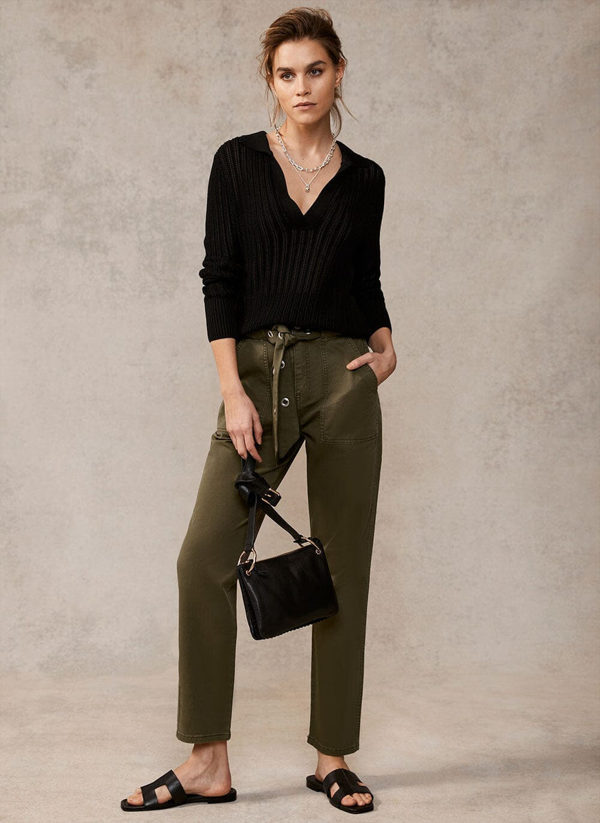 Khaki Belted Trousers – Mint Velvet