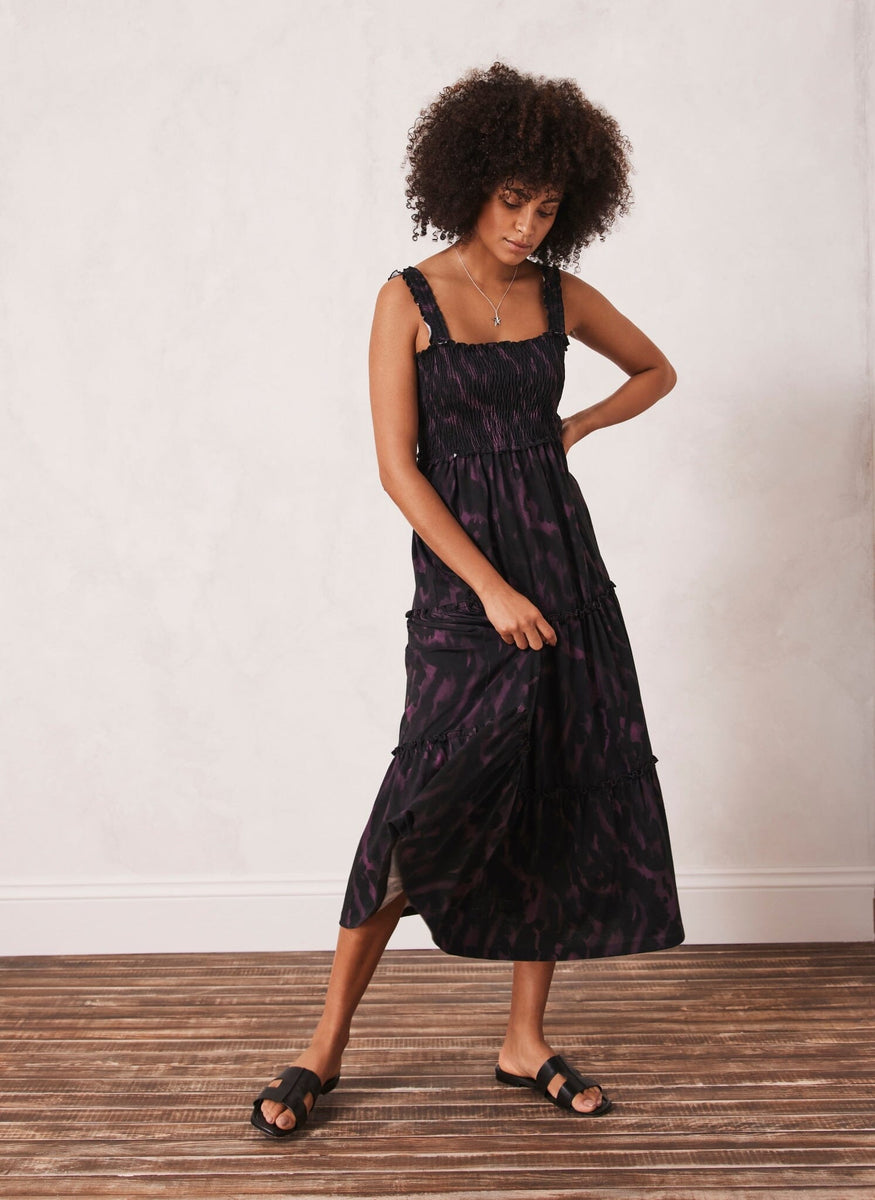 Martha Print Ruffle Midi Dress – Mint Velvet