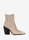 Taupe Leather Western Ankle Boots