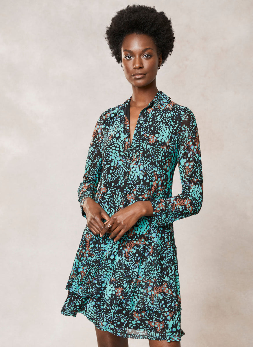 Rebecca Mesh Mini Shirt Dress – Mint Velvet