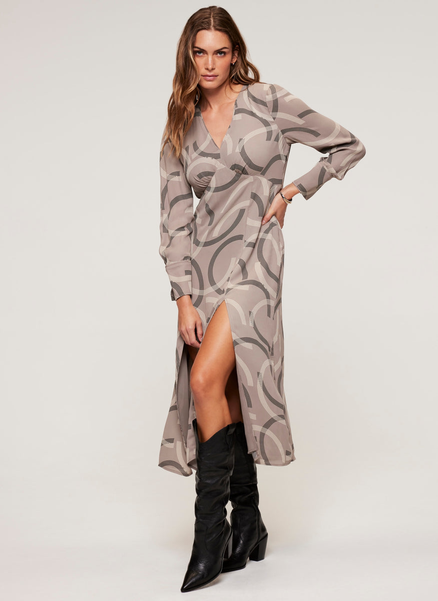 Grey Geo Print Midi Dress – Mint Velvet